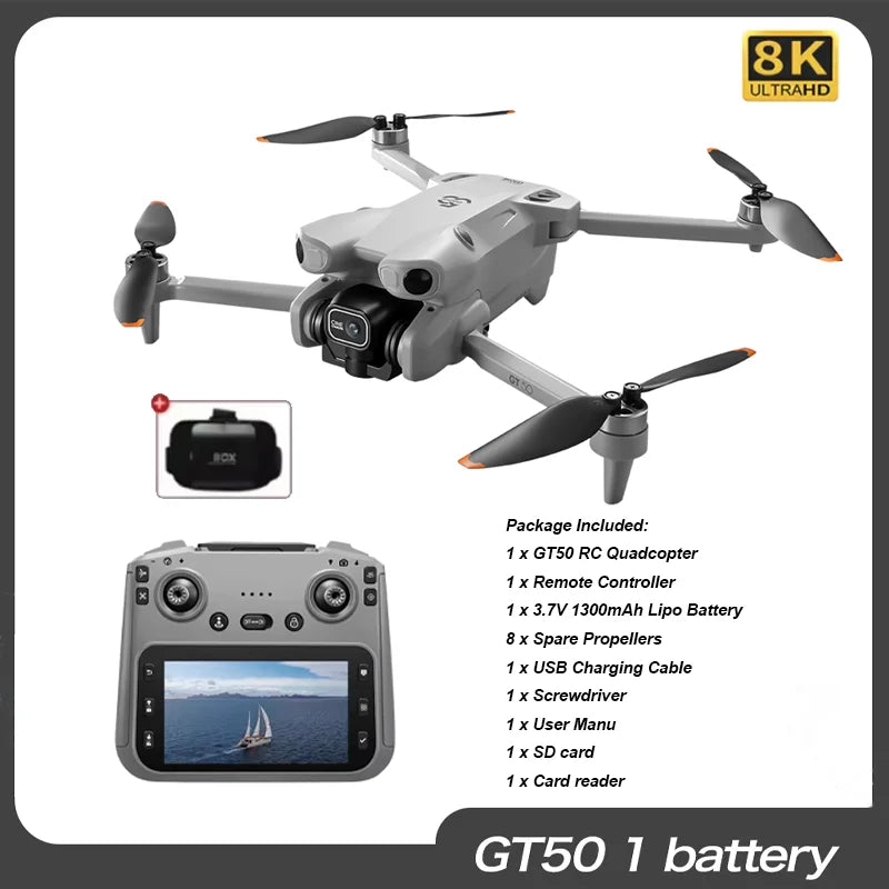 NEW GT50 PRO RC Drone 8K HD Dual Cameras WiFi GPS 20mins Flight Aerial Photography Quadcopter Remote Control UAV Boys Toys Gifts