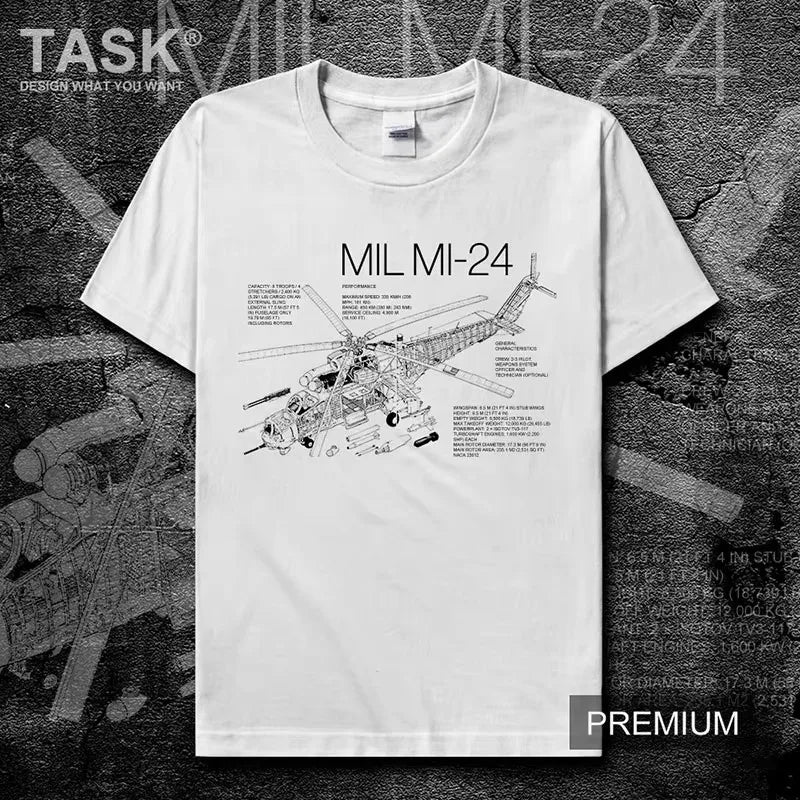 Russian Mi-24 Hind Attack Helicopter T-Shirt 100% Cotton O-Neck Short Sleeve Summer Casual Mens T-shirt Streetwear