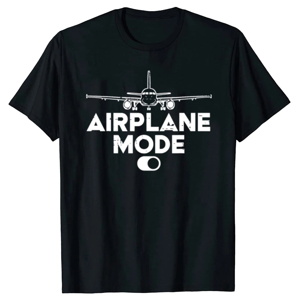 Airplane Mode On Aviation Aviator T-shirts Men Women's Fashion Casual Tshirt 100% Cotton