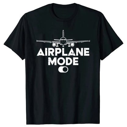 Airplane Mode On Aviation Aviator T-shirts Men Women's Fashion Casual Tshirt 100% Cotton