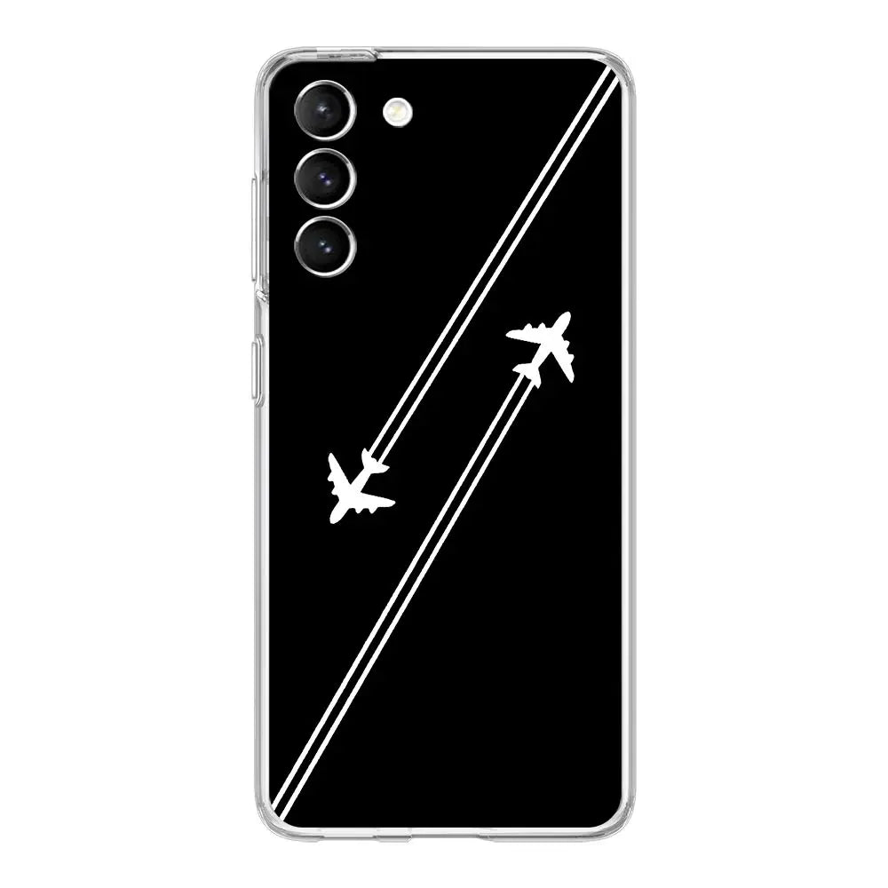 Phone Case For Samsung Galaxy S25 S24 S23 FE S22 Ultra S20 S21 5G S10 S9 Plus S10E S8 Soft Clear Cover Premium Airplane Pattern