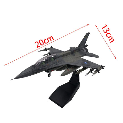 1:72 F16 Diecast Fighter Model, Retro Plane Model, Stimulated Airplane Collection Model with Display Base for Bedroom