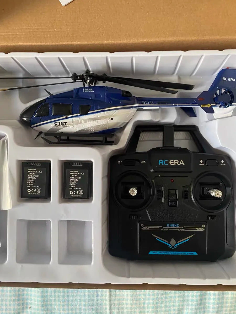 New C187 Remote Control Airplane Kubingke Ec135 Model Remote Control Helicopter Single Paddle No Ailerons Airplane Model Toy