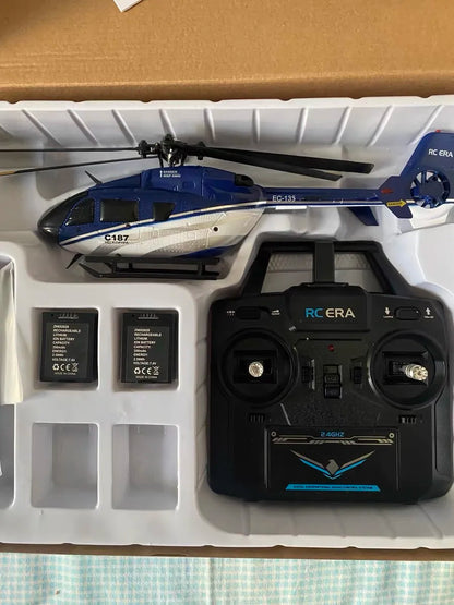 New C187 Remote Control Airplane Kubingke Ec135 Model Remote Control Helicopter Single Paddle No Ailerons Airplane Model Toy