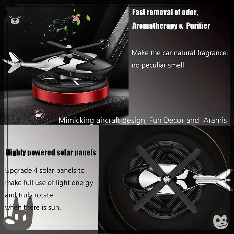 Helicopter Styling Solar Car air freshenerDecorative Aromatherapy Car interior accessories Propeller rotary perfume diffuser