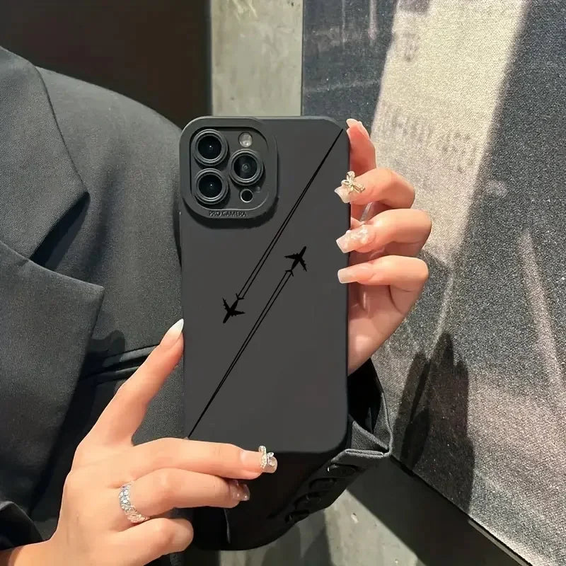Premium Airplane Pattern Phone Case For iPhone 17 16 15 Pro Max Cases iPhone 14 13 12 11 16 Plus 16E 17 Air Soft Silicone Cover