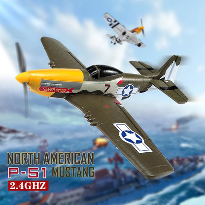 RC Plane P51 Mustang 2.4G Radio EPP Foam 4CH 6 Axis 410MM Wingspan RC Fighter One Key Aerobatic RTF Aircraft Toys