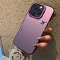Silver Matte Line Heart Airplane Phone Case For iPhone 15 14 13 12 11 16 Pro Max 16E 7 8 Plus X XR XS MAX SE2 Hard Back Cover
