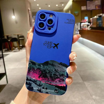 Mountain Peak Aircraft Phone Case for iPhone 17 16 14 15 11 12 13 Pro Max Air 16E 7 8 Plus SE2 XR X XSMAX Shockproof Matte Cover