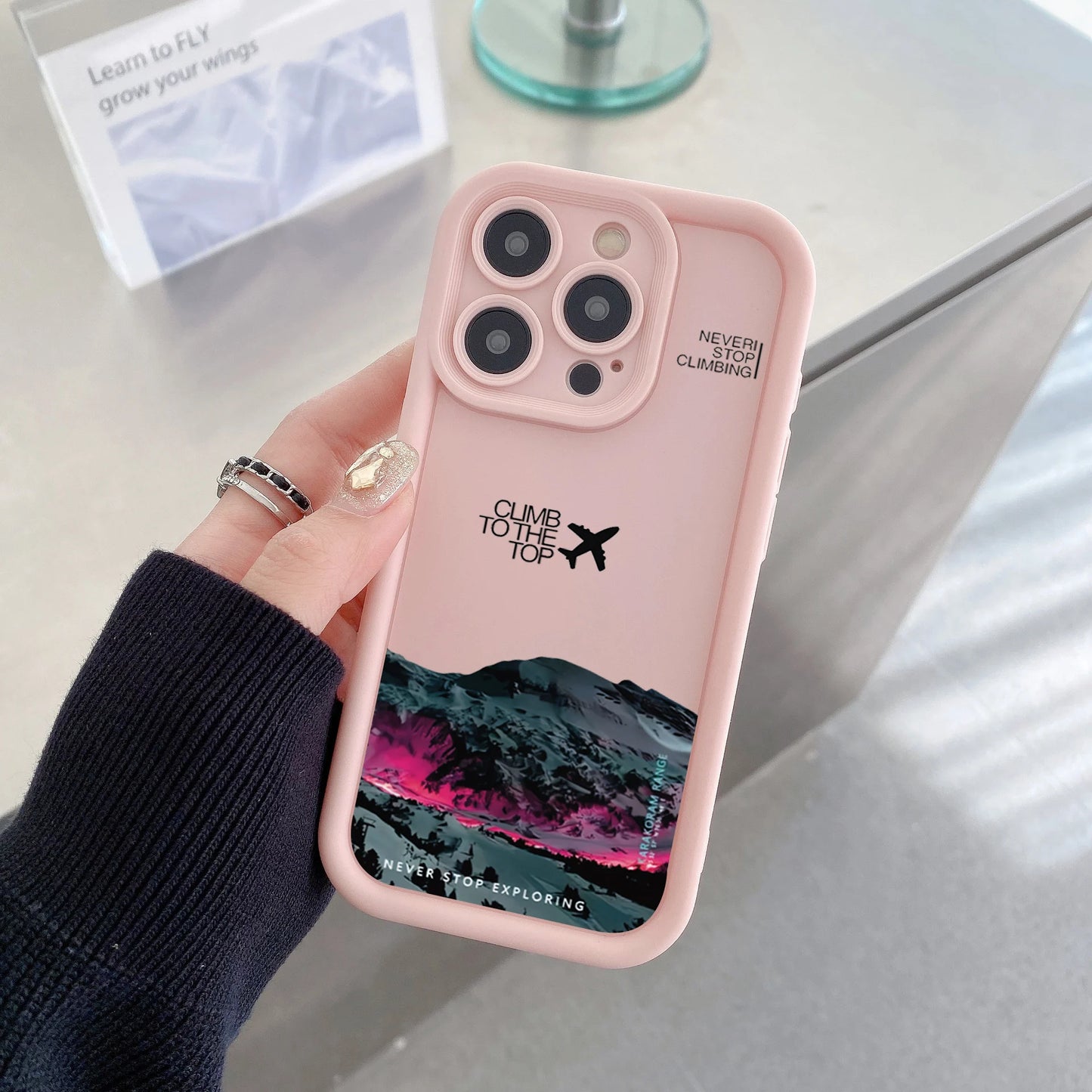 Peak Plane Phone Case For iPhone 17 16 15 14 Pro Max 13 12 11 16 Plus 16E 17 Air Shockproof Matte Soft TPU Silicone Bumper Cover