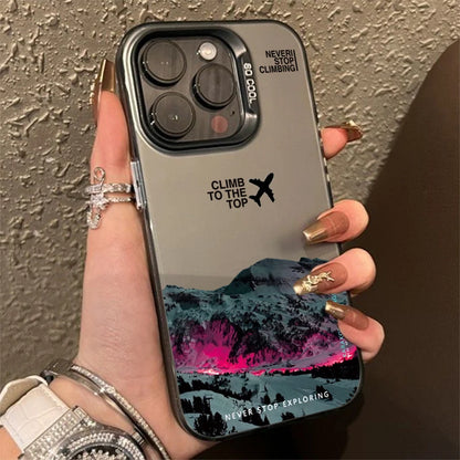 Mountain Peak Aircraft Phone Case for IPhone 17 16 14 15 11 12 13 Pro Max 16E 7 8 15 16 Plus 17 Air Shockproof Sunset IMD Cover