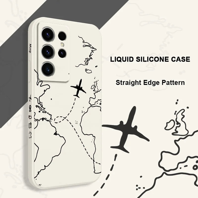 Intercloud Plane Phone Case For Samsung Galaxy S25FE S24 S23 S22 S21 S20 S10 S10E Ultra Plus FE Note 20 Ultra 10 Plus Cover