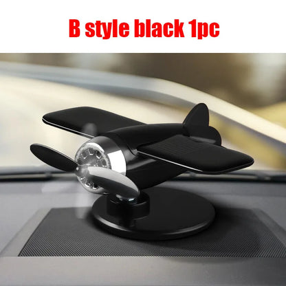 Solar Powered Rotating Airplane Car Dashboard Ornament 360° Auto Spin Decor Airplane Ornaments Car Interior Decoration