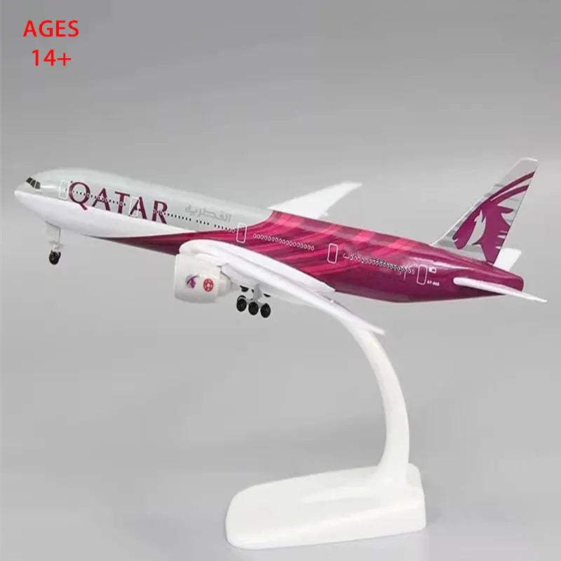 20CM Alloy Metal AIR QATAR Airways Boeing 777 Airplane Model Diecast Air Plane Model Aircraft w Wheels Landing Gears Gift