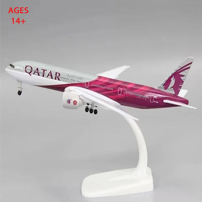 20CM Alloy Metal AIR QATAR Airways Boeing 777 Airplane Model Diecast Air Plane Model Aircraft w Wheels Landing Gears Gift