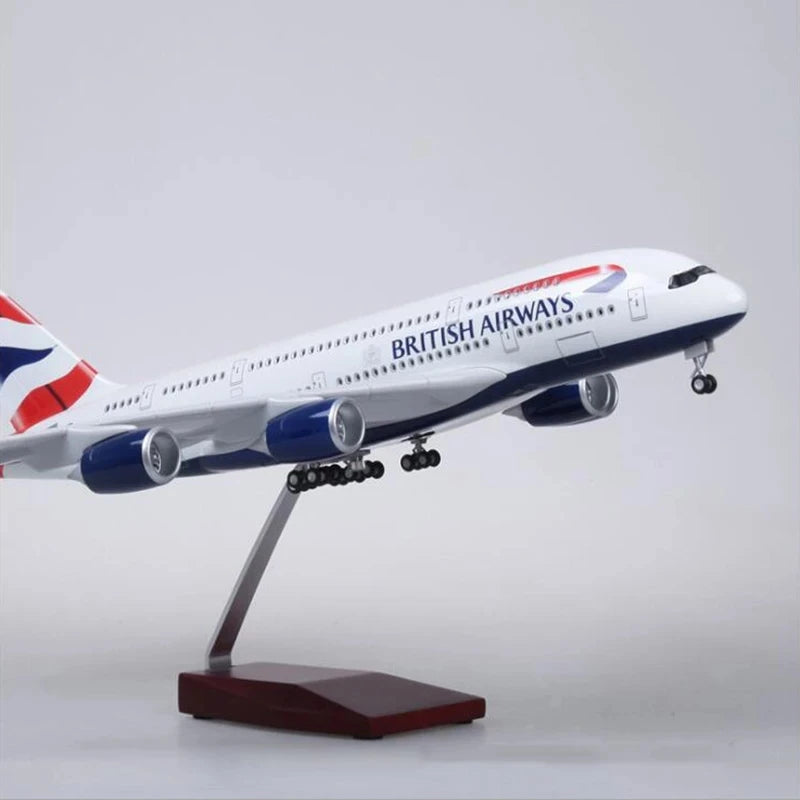 Airplane Kids Toys Scale 47CM British Airways Airlines A380 1:160 Model Plane Diecast Aircraft Model with LED Light Collection