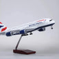 Airplane Kids Toys Scale 47CM British Airways Airlines A380 1:160 Model Plane Diecast Aircraft Model with LED Light Collection