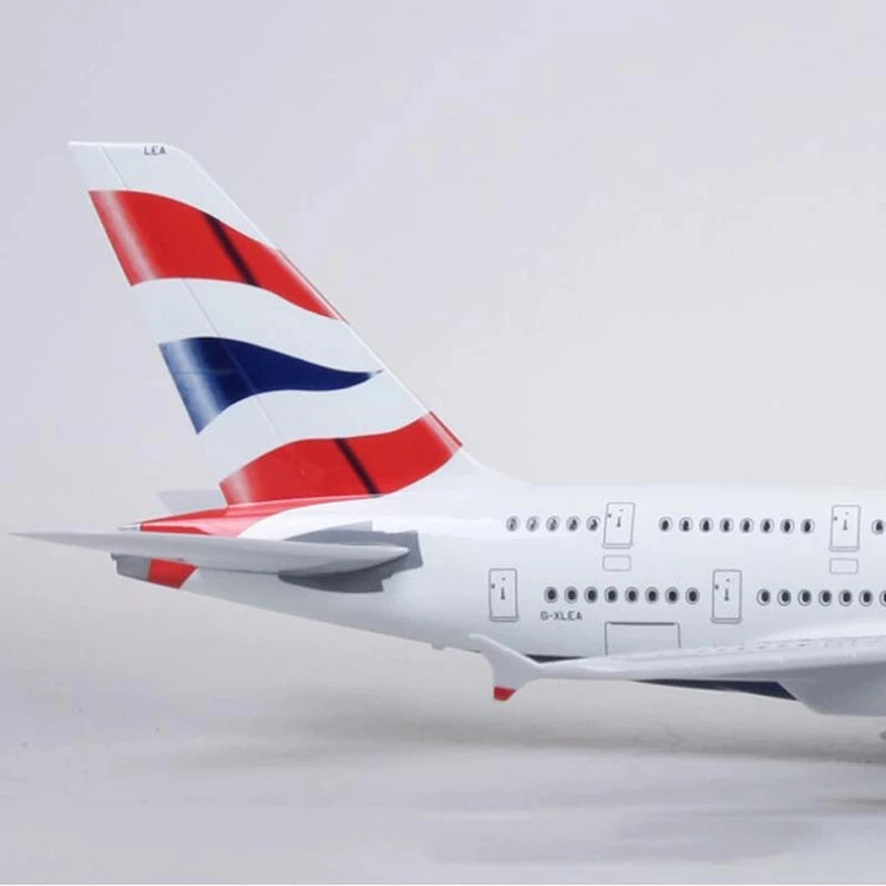 Airplane Kids Toys Scale 47CM British Airways Airlines A380 1:160 Model Plane Diecast Aircraft Model with LED Light Collection