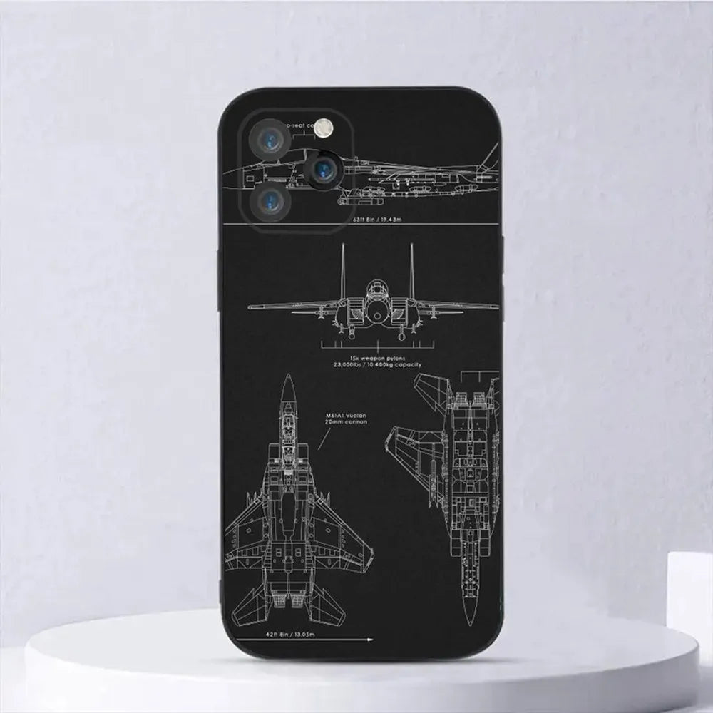 Aircraft Helicopter Airplane Phone Case For iPhone 15,14,13,12,11,Plus,Pro Max,XS,X,XR,SE,Mini,8,7 Soft Silicone Black Cover