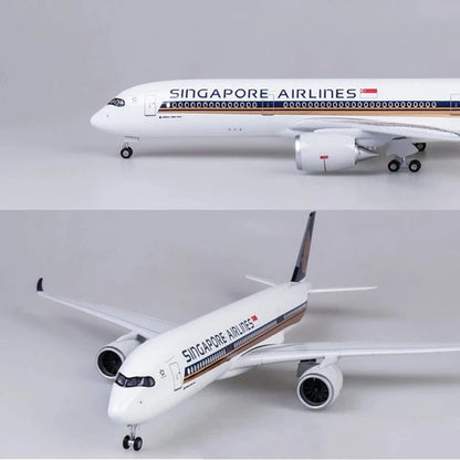 47cm airplane toy Scale 1/142 Singapore A350 Simulation Civil Airways Aircraft Model Collection Gift With Wheeled Light Children