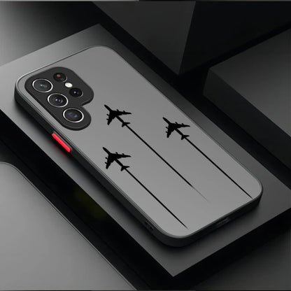 Travel Airplane Route Matte Case For Samsung Galaxy S25 Ultra S23 S24 S22 S21 Plus FE A56 A36 A26 A16 A06 A15 A25 A35 A55 5G