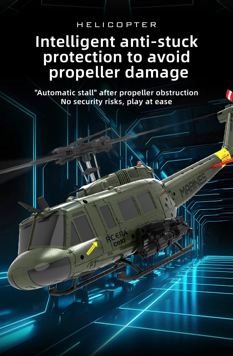 C032 RC Helicopter 2.4G 6-Aixs Gyroscope 6CH Altitude Hold Optical Flow Brushless Remote Control Helicopter Toys For Kid Adult