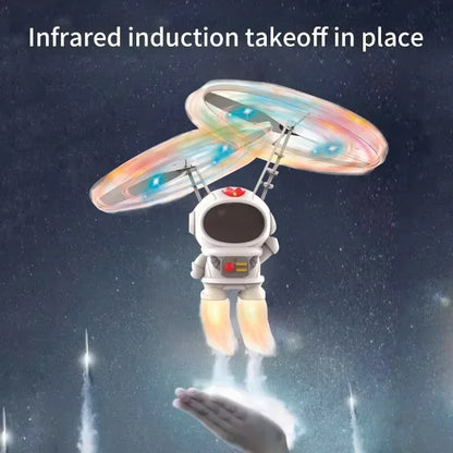 Levitating Luminous Flying Robot Astronaut Toy Aircraft Hand-Controlled Drone Interactive with Lights Outdoor Toys for Kids Gift