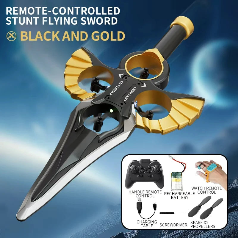 360 degree rotating quadcopter sword gesture sensor control drone sword foam sword toy with lights 2.4G stunt EPP remote control