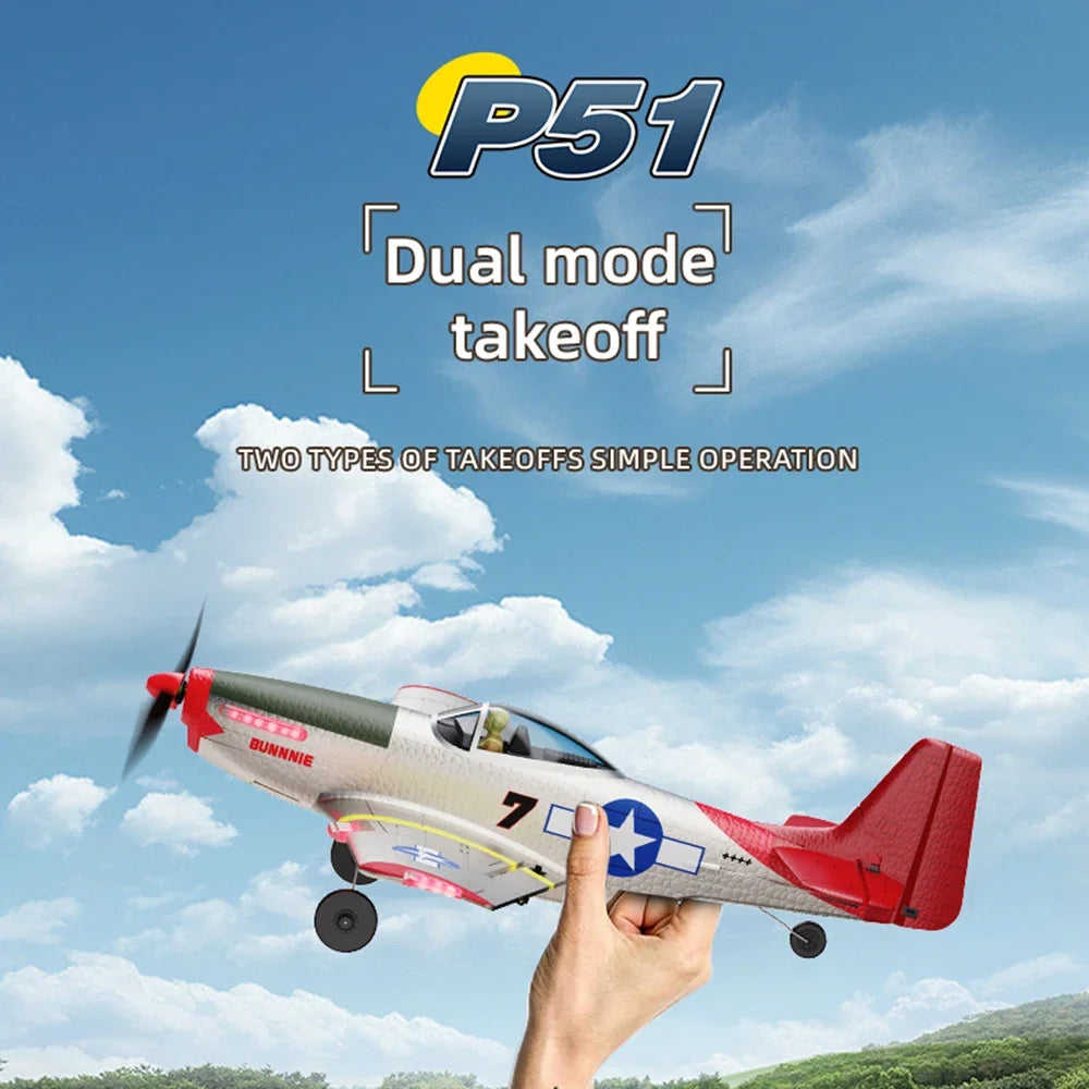 P51 Mustang Fighter 4CH Remote Control Aircraft Model Fixed Wing Aviation Model Aircraft 2.4G Electric Foam Glider Toys