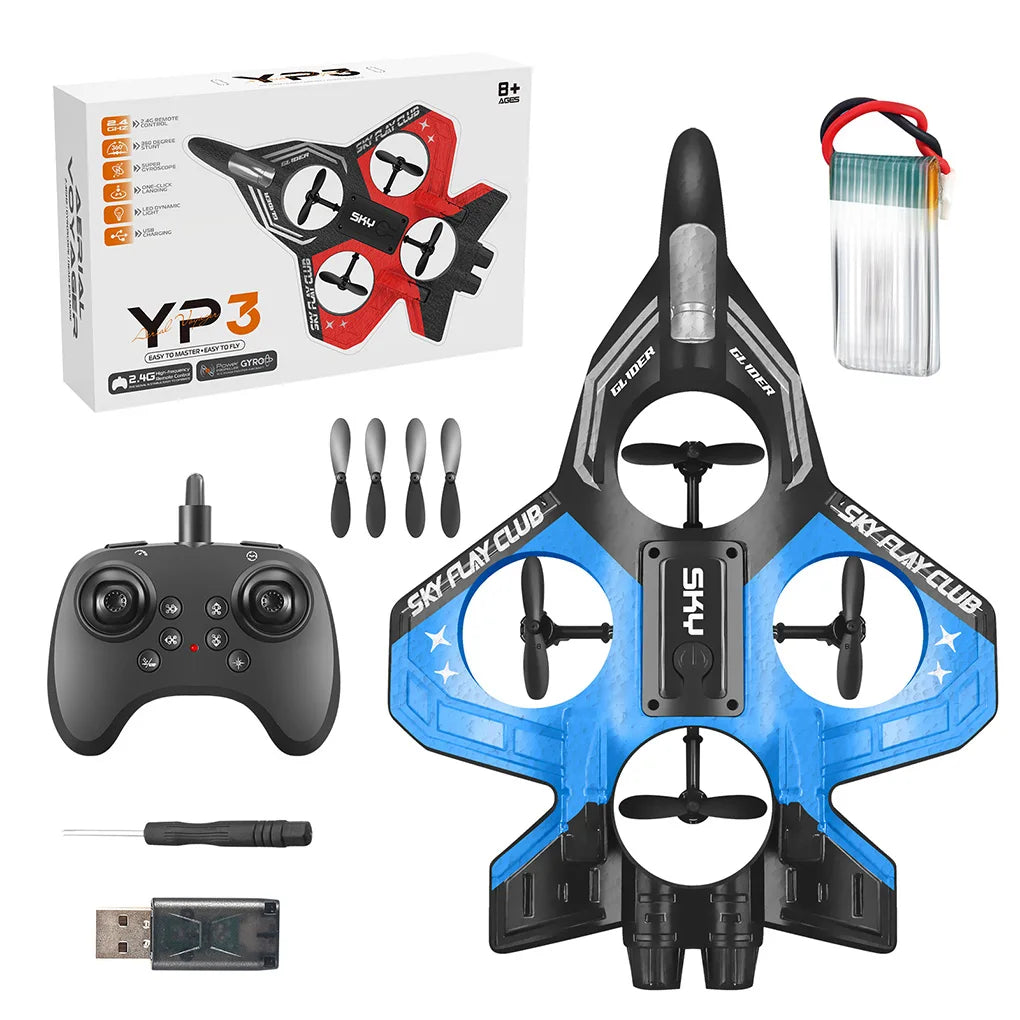 YP3 Glider RC Drone with Light Flying Helicopter RC Hobby Jet Plane 2.4G Stunt Remote Control Foam Fighter Airplane Toy Drone