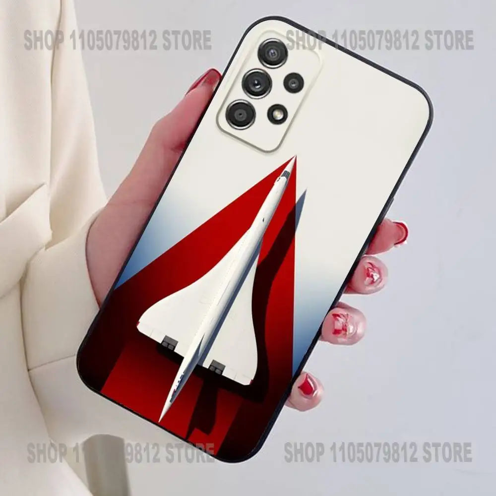 Concorde Air France Phone Case For Samsung S24,21,22,23,30,Ultra,20,Plus,Note,10,9,Black soft silicone case