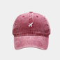 Cotton Caps Unisex Retro Embroidery Cap Airplane Print