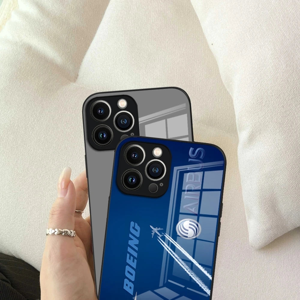 Airbus Logo Phone Case For IPhone 15 Pro Max14 Pro 12 11 13 16 X XR XS 8 7 Plus SE Tempered Glass Back Cover