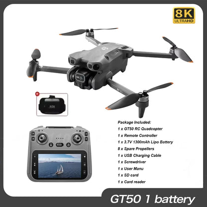 NEW GT50 PRO RC Drone 8K HD Dual Cameras WiFi GPS 20mins Flight Aerial Photography Quadcopter Remote Control UAV Boys Toys Gifts