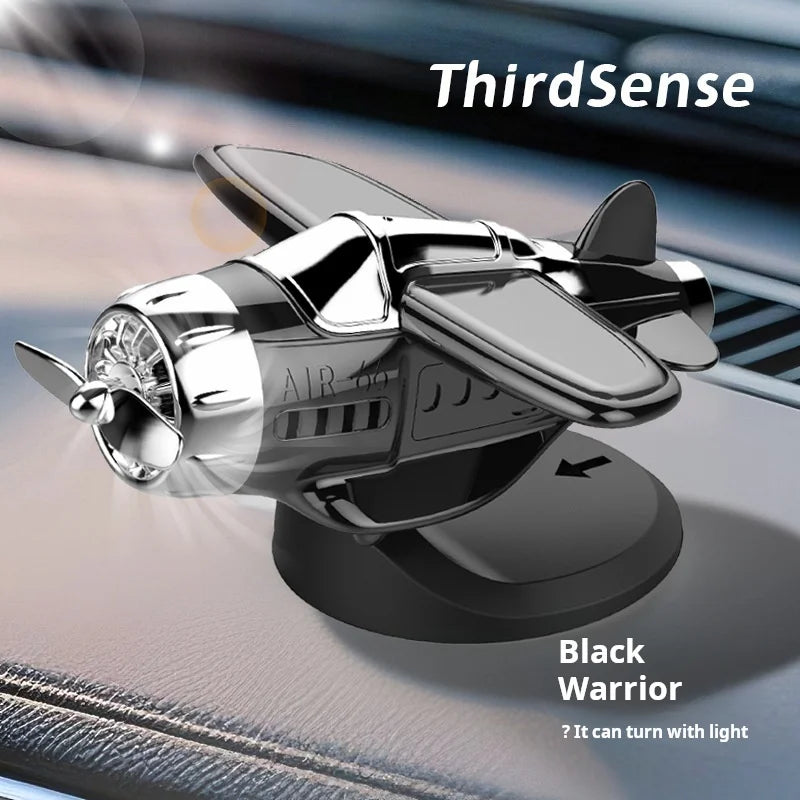 Car Solar Airplane Ornaments 360 Rotary Creative Car Center Console Powered Aircraft Ornaments Car Interior Decor Accessories