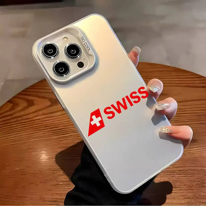 Swiss International Air Lines logo Phone Case For iPhone 17 16 15 14 13 12 11 Pro Max Air multicolor Matte Laser Metallic Aurora