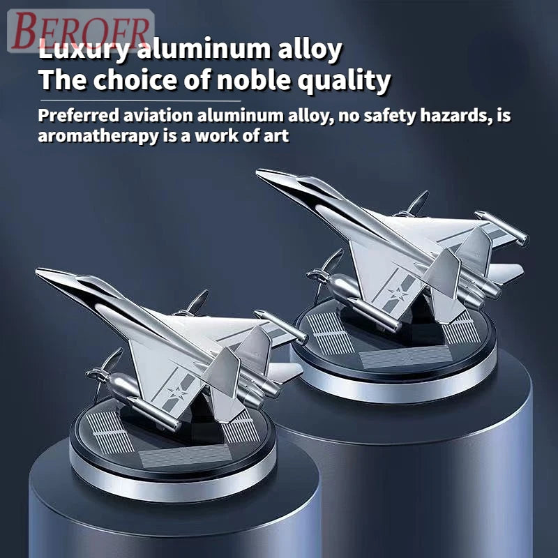 Car Air Freshener Fighter Aeroplane Perfume Solar Power Plane Diffuser Aluminium Airplane Fragrance Aircraft Dashboard Parfum