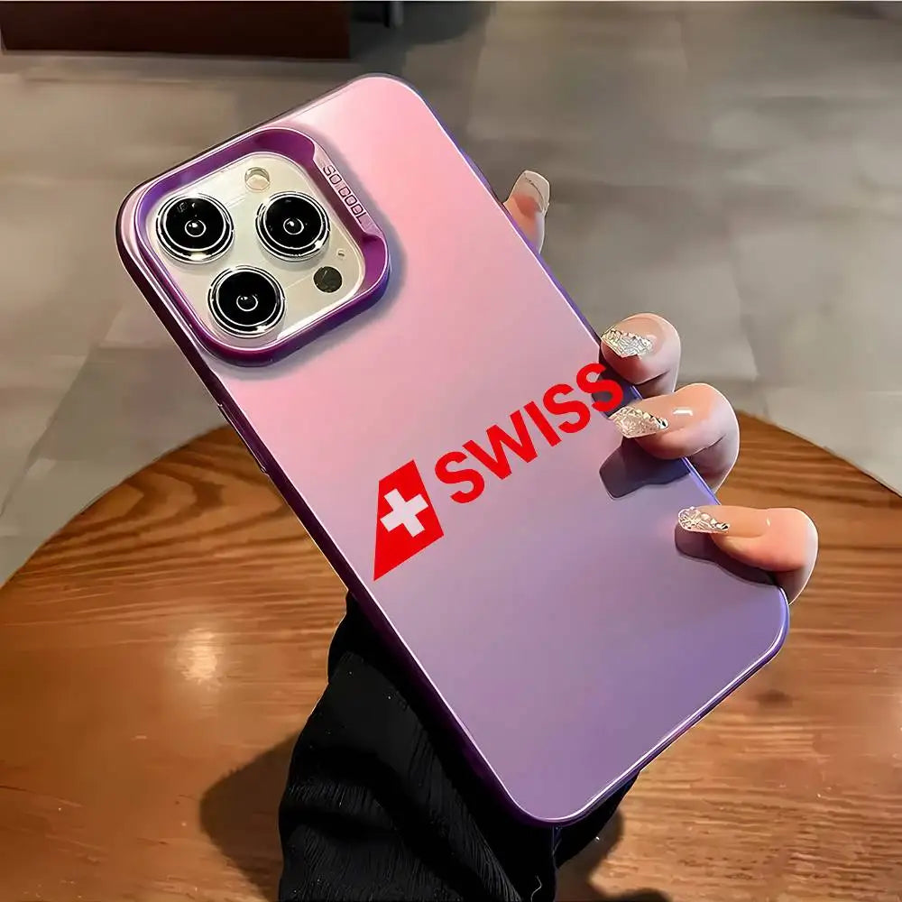 Swiss International Air Lines logo Phone Case For iPhone 17 16 15 14 13 12 11 Pro Max Air multicolor Matte Laser Metallic Aurora