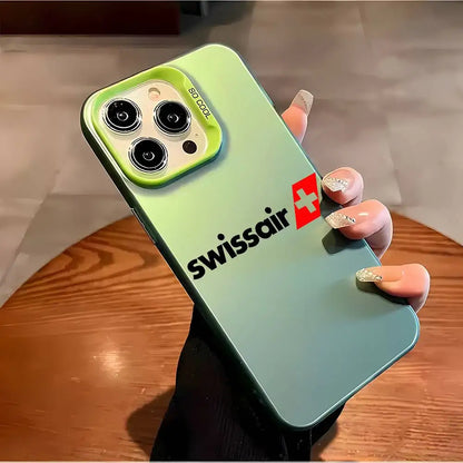 Swiss International Air Lines logo Phone Case For iPhone 17 16 15 14 13 12 11 Pro Max Air multicolor Matte Laser Metallic Aurora