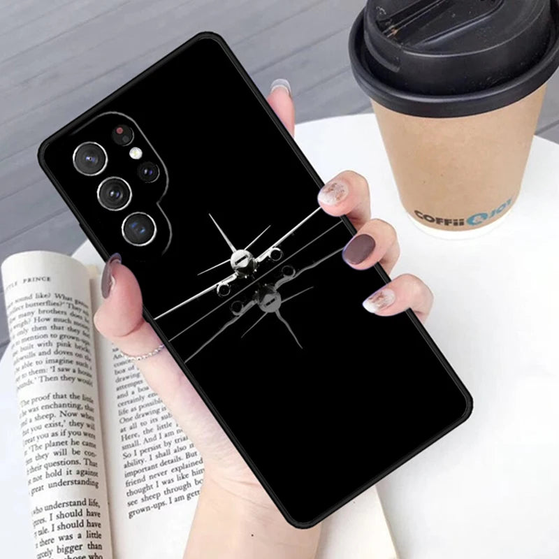 Aircraft Helicopter Airplane Pilot fly phone case Cover For Samsung Galaxy S24 S25 Ultra S21 S22 S10E Note 10 Plus 20 FE S23