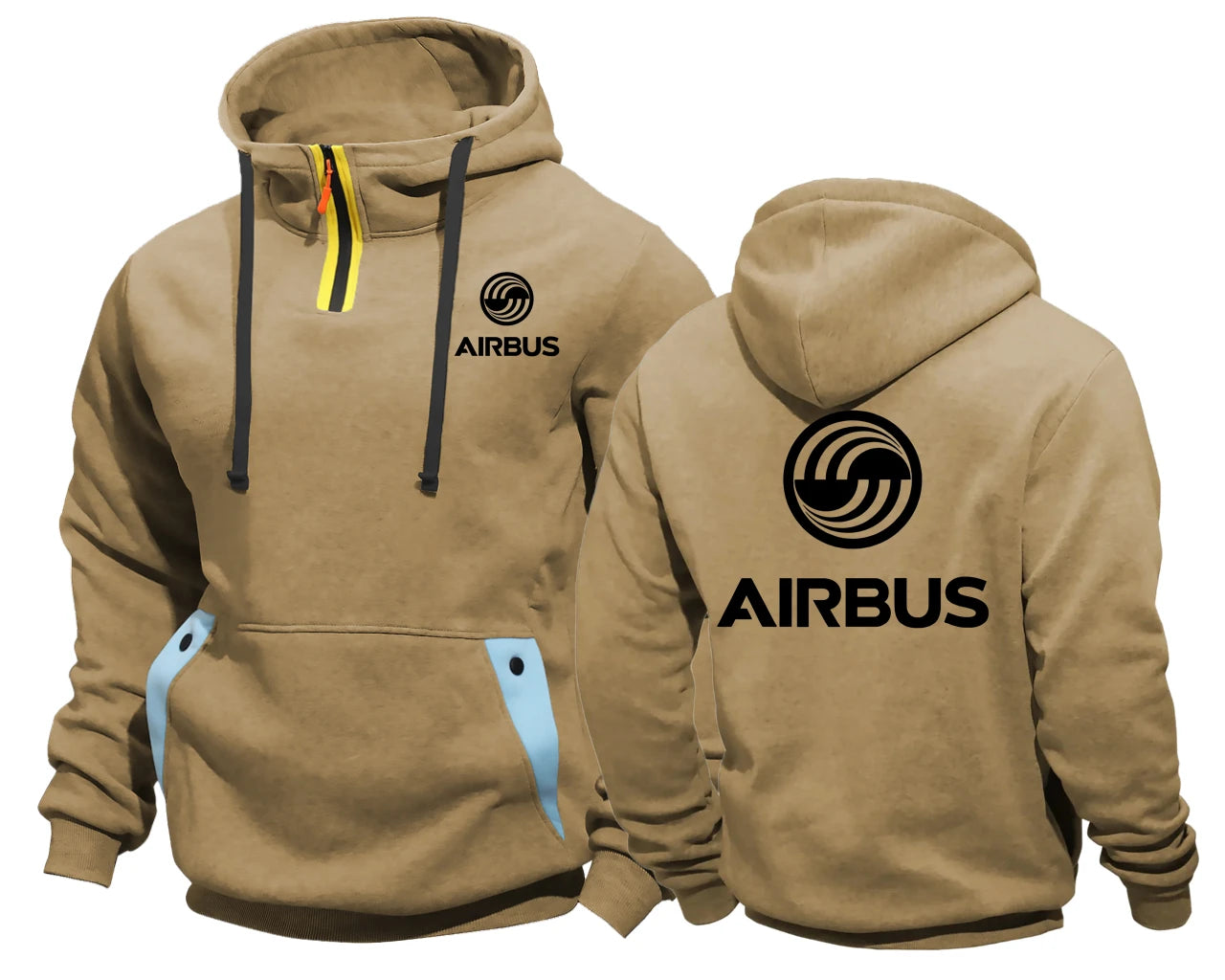 AIRBUS AVIATION Flight Semi-Zip Pocket Hooded Airbusfan A320 Zipper Sweatshirts Male Jacket Mens Clothing Outerwear Hoodies