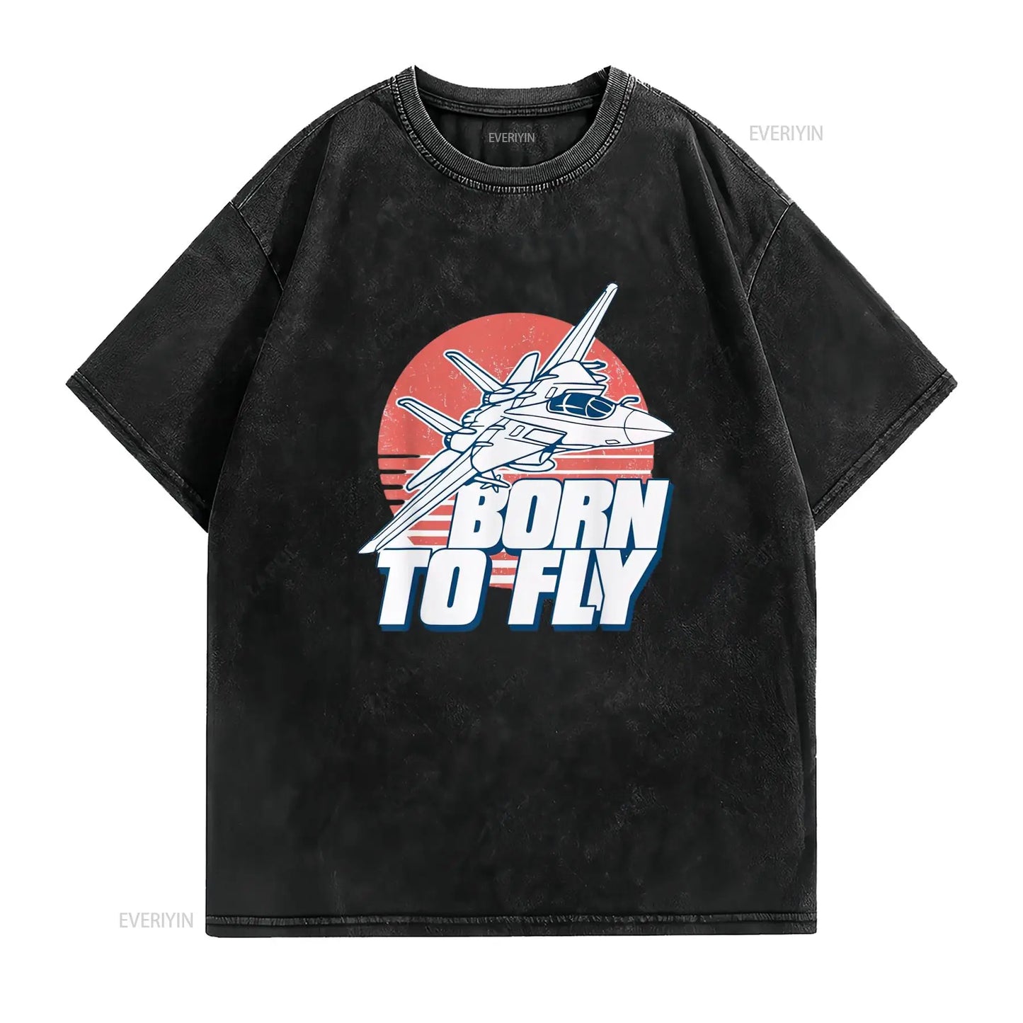 Born to Fly Fighter Jet Plane Kids Boys Airplane T Shirt vintage Washed Soft Casual Breathable Unisex streetwear Comfortable