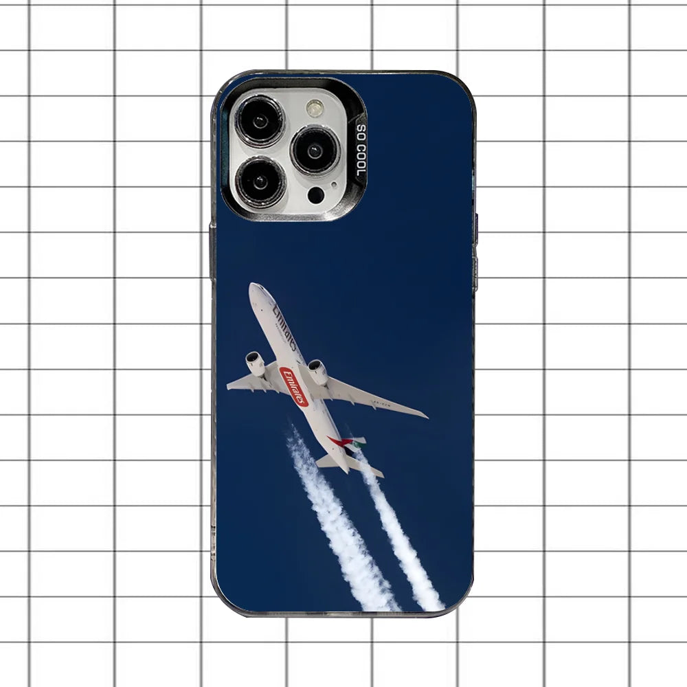 B-BoeingS 777 Top Airplane Phone Case For iPhone 16,15,14,13,12,11,8,7,Pro,Max,Plus,Mini,XS,SE Anti Fall Black Matte Hard