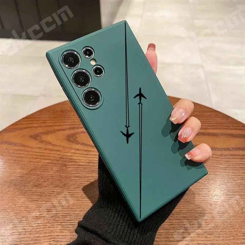 Travel-nspired Airplane Route Desian Case For Samsung Galaxy S24 S23 S22 Ultra Plus S20 FE A15 A35 A51 A54 A55 A71 A72 A73 Cover