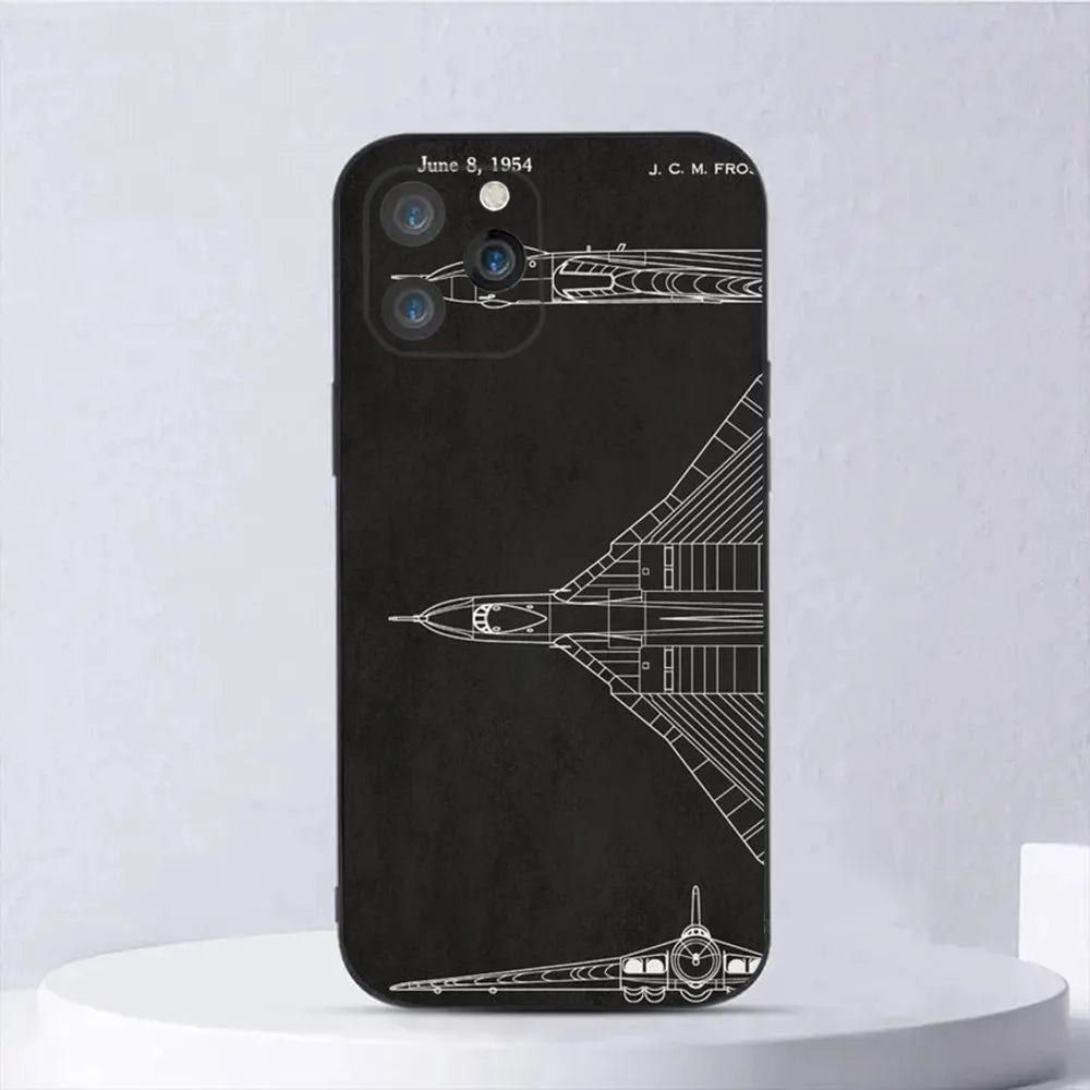 Aircraft Helicopter Airplane Phone Case For iPhone 15,14,13,12,11,Plus,Pro Max,XS,X,XR,SE,Mini,8,7 Soft Silicone Black Cover