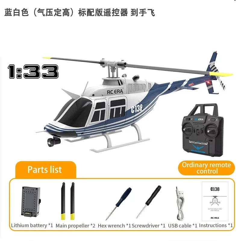 RC ERA C138 BELL 206 Jet Ranger 6-axis Gyro Stabilized Altitude Hold 4ch RC Helicopter Aircraft Hobby for Adults -RTF