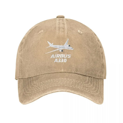 Airbus A330 Captain Baseball Cap Vintage Distressed Washed Airplane Sun Cap for Men Women Outdoor Activities Hats Cap
