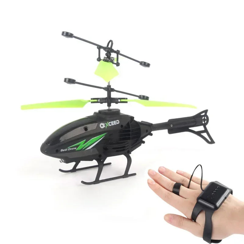 Mini RC Helicopter 2 Channel Remote Control Plane with LED Lights Gesture Sensing Crash Resistant Aircraft Toy for Kids
