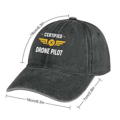 Drone Pilot Aviation - Themed Certification Badge Art Washed Baseball Cap