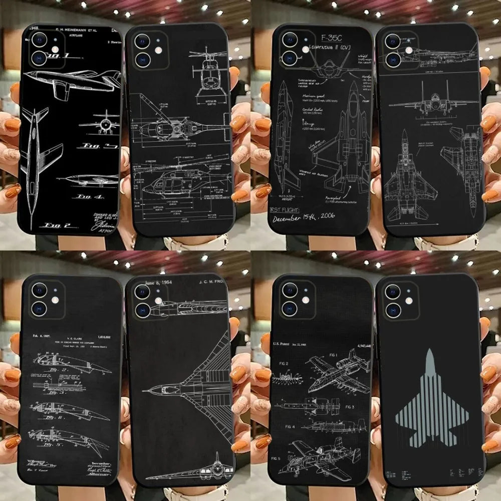Aircraft Helicopter Airplane Phone Case For iPhone 15,14,13,12,11,Plus,Pro Max,XS,X,XR,SE,Mini,8,7 Soft Silicone Black Cover